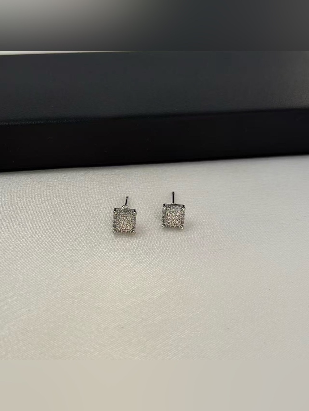 5mm Geometric Square CZ Stud Earrings for Men Women Streetwear Punk Hip Hop